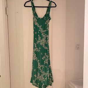 Faithfull the Brand Green Floral Midi Dress